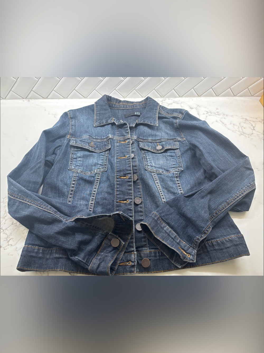 NWOT KUT Classic Dark Denim Jacket